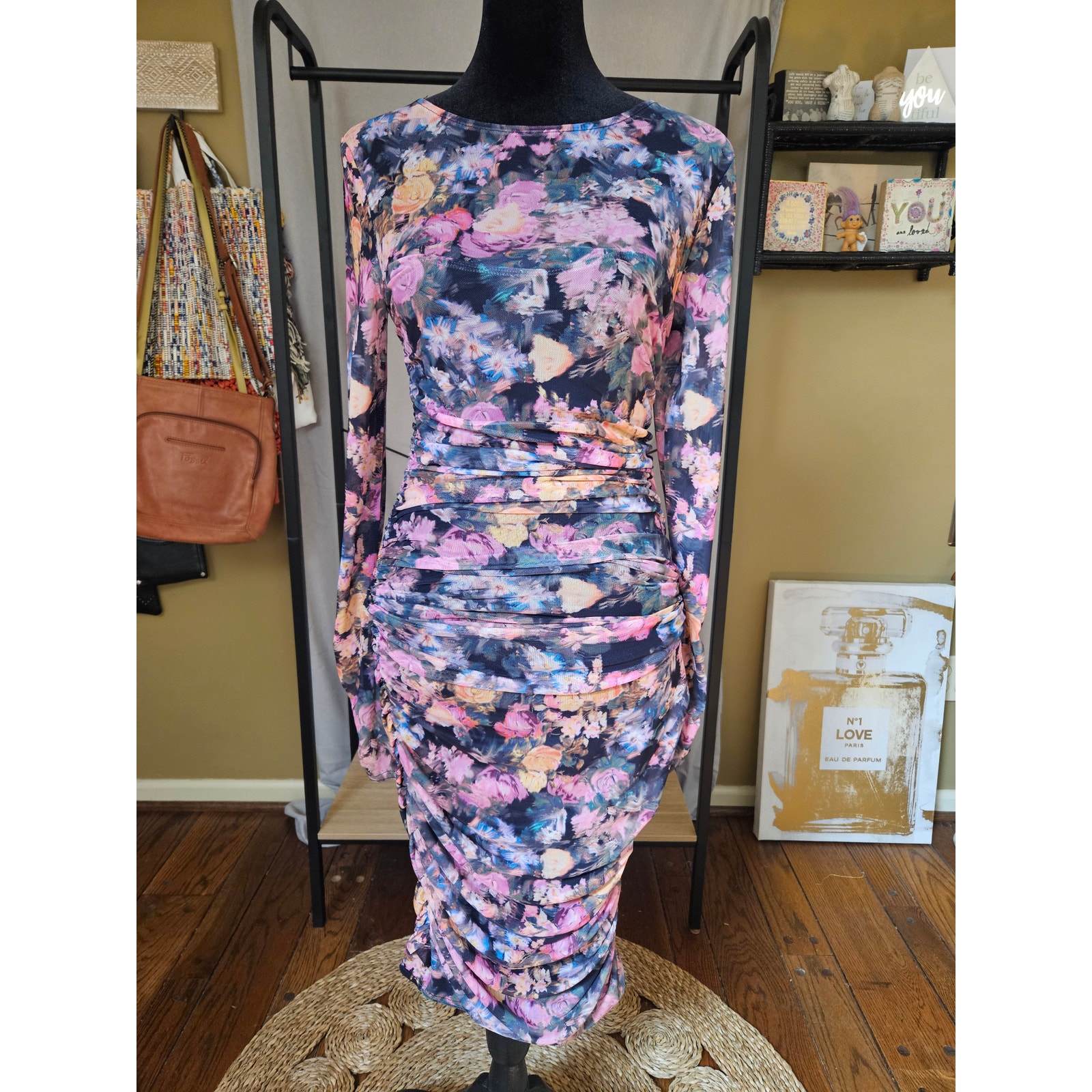 Anthropologie Floral Bodycon Midi Dress Nwt Size Xs